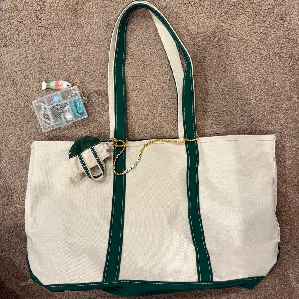 *NEW* L.L. Bean  Large Tote Bag & Little Word Project charms
